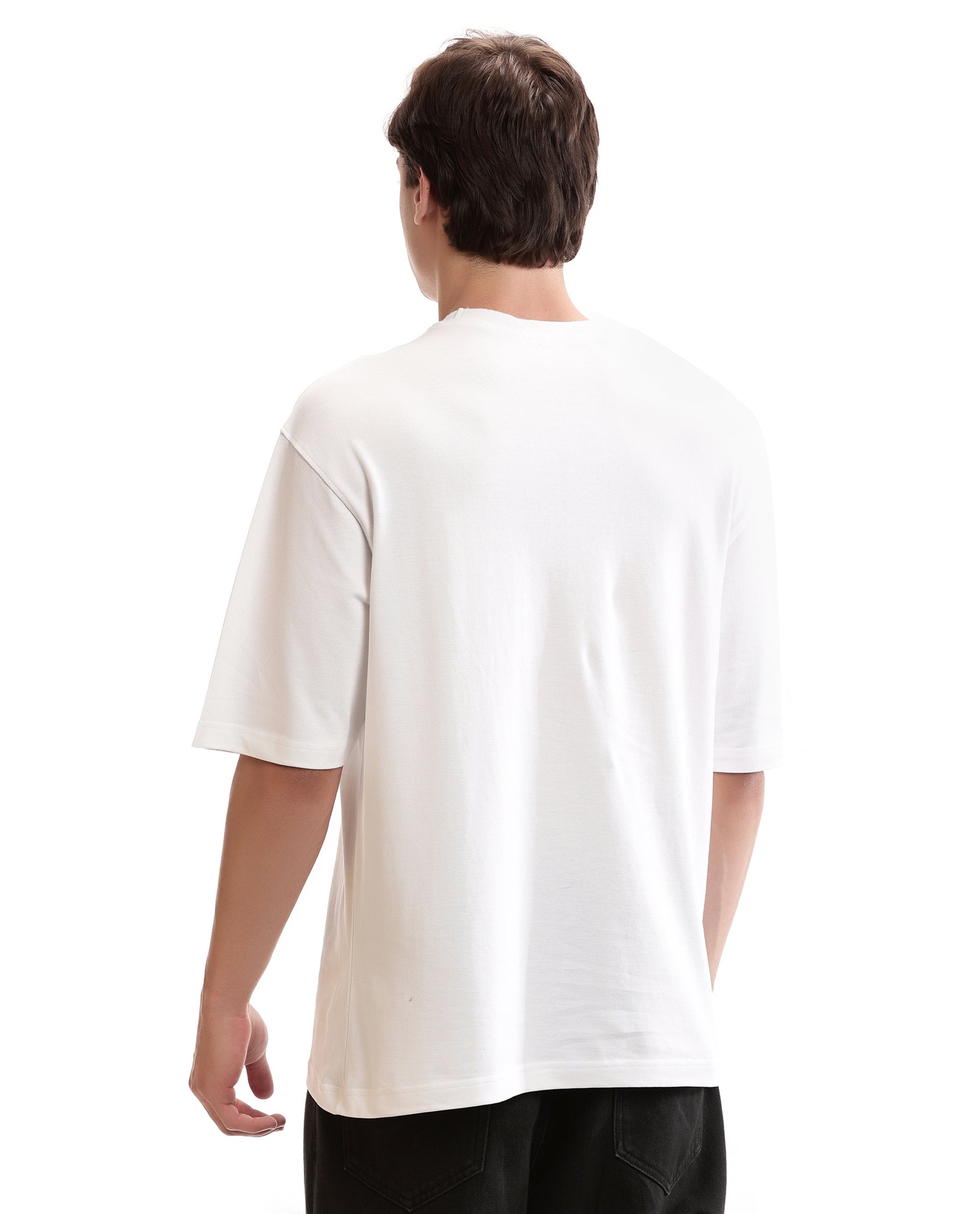 Pure White Pique Crew Neck Oversized T-Shirt