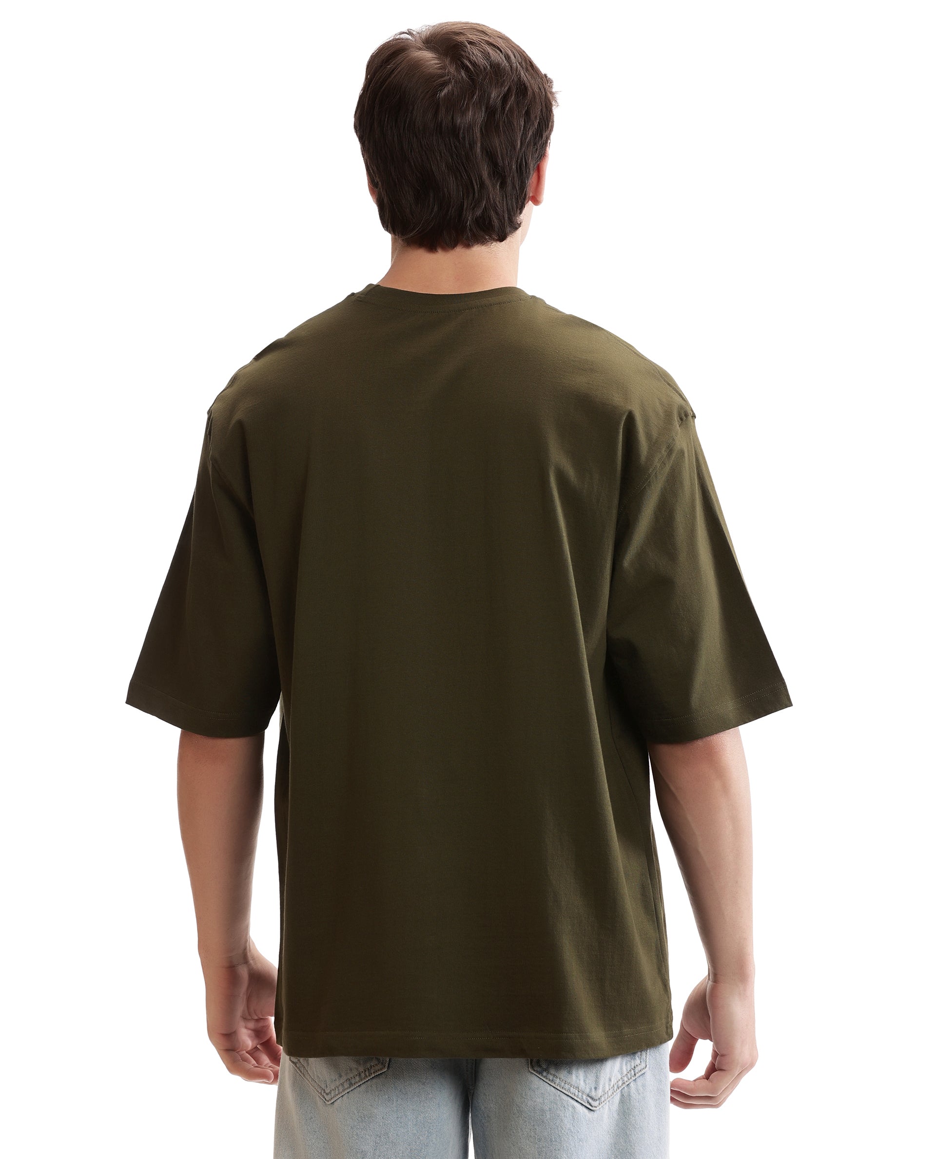 Vintage Olive Single Jersey Crew Neck Oversized T-Shirt