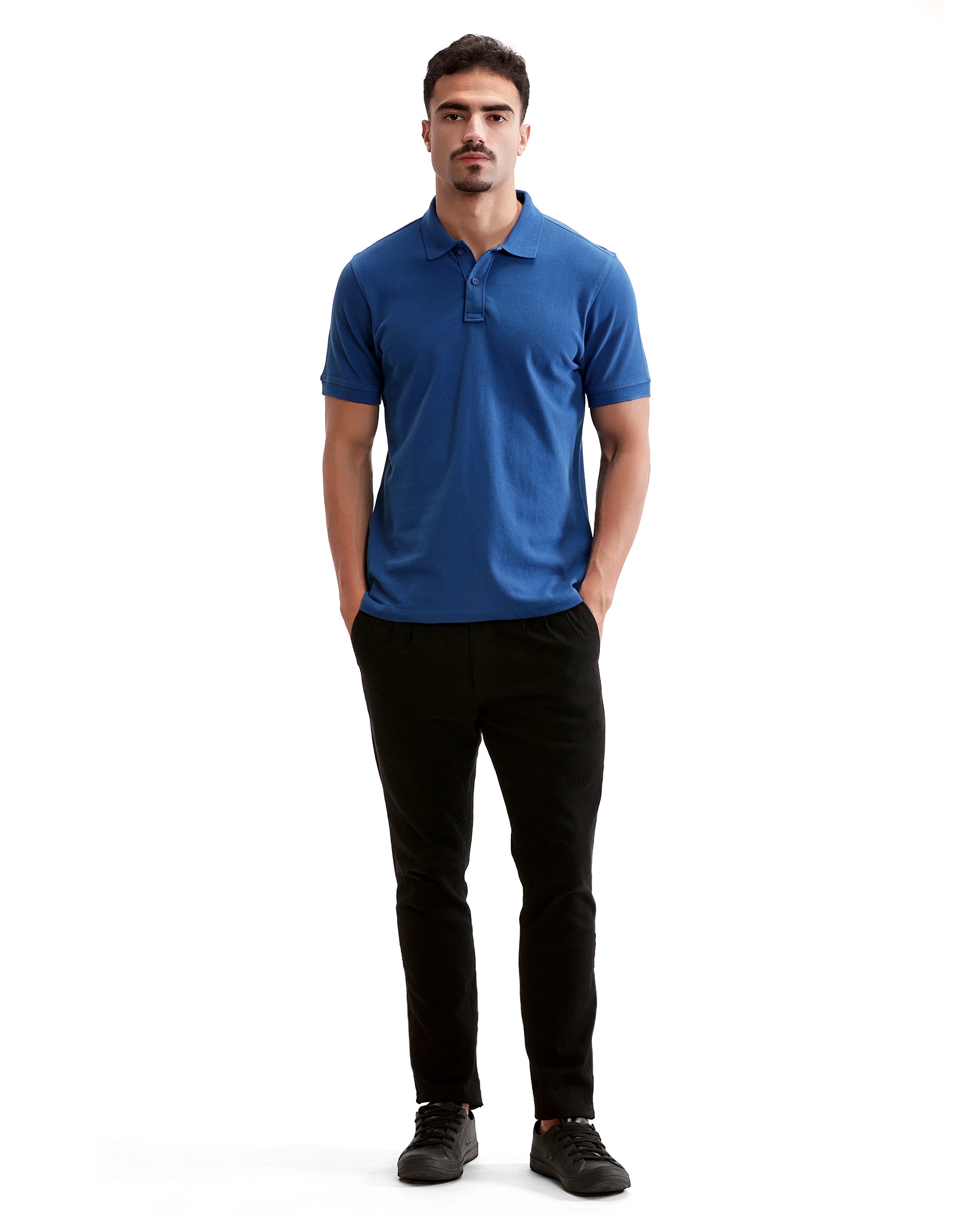 Imperial Prussian Blue Pique Polo