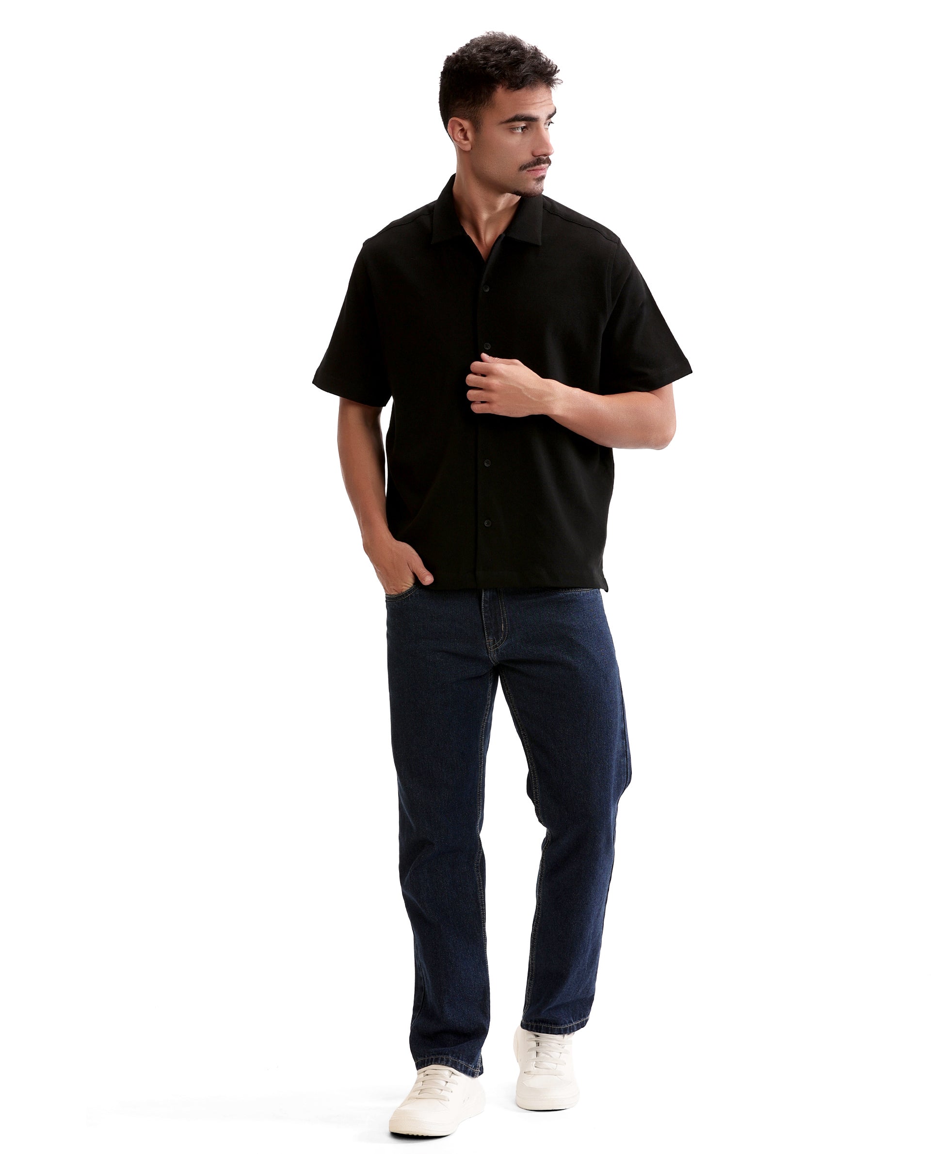 Charcoal Black Pique Knit Shirt
