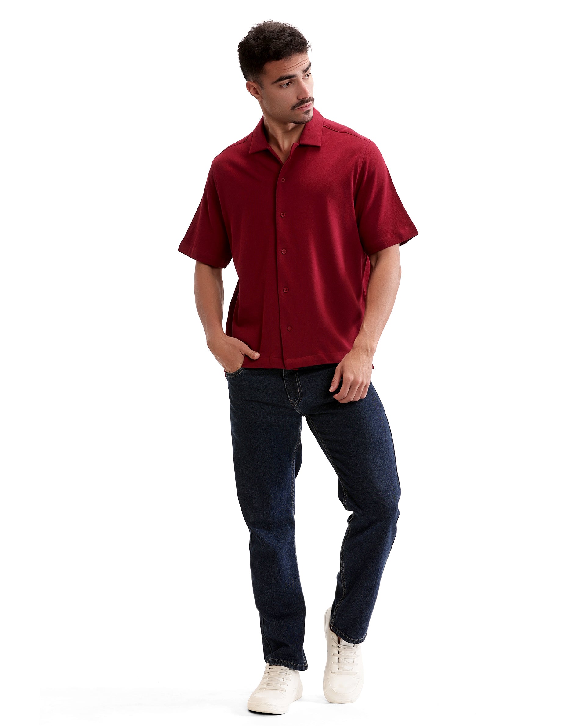 Bordeaux Maroon Pique Knit Shirt