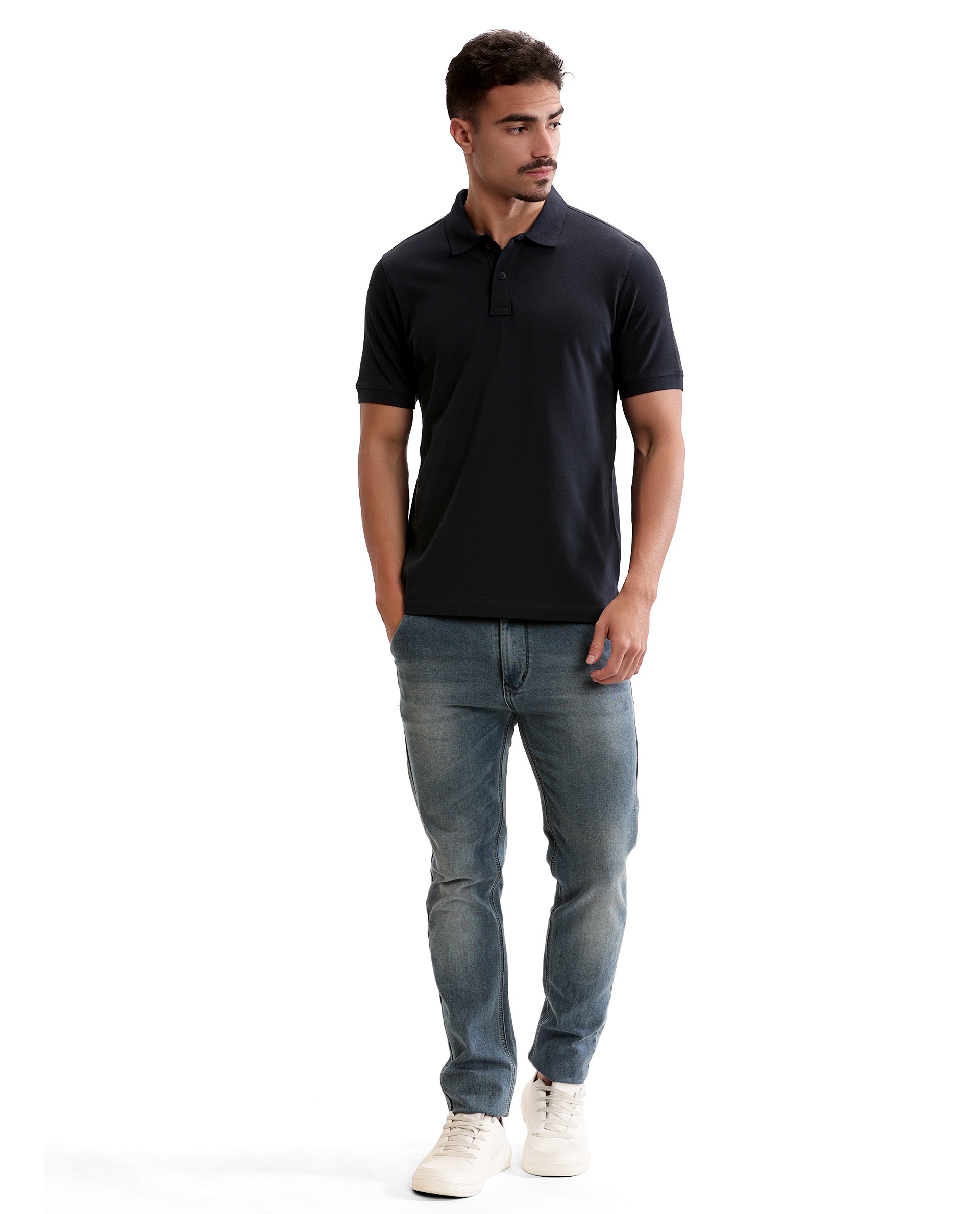 Midnight Navy Blue Pique Polo