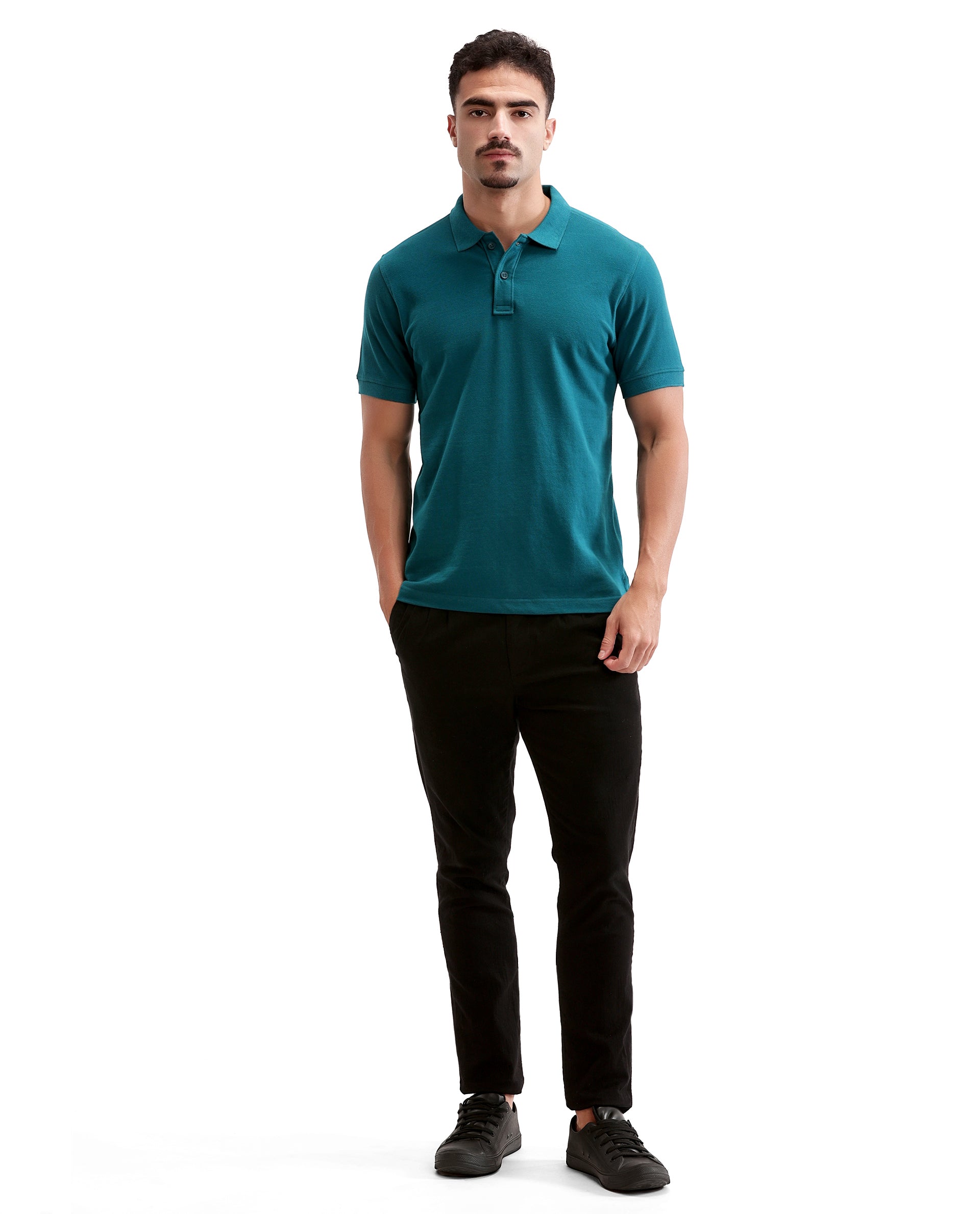 Ocean Teal Solid Pique Polo