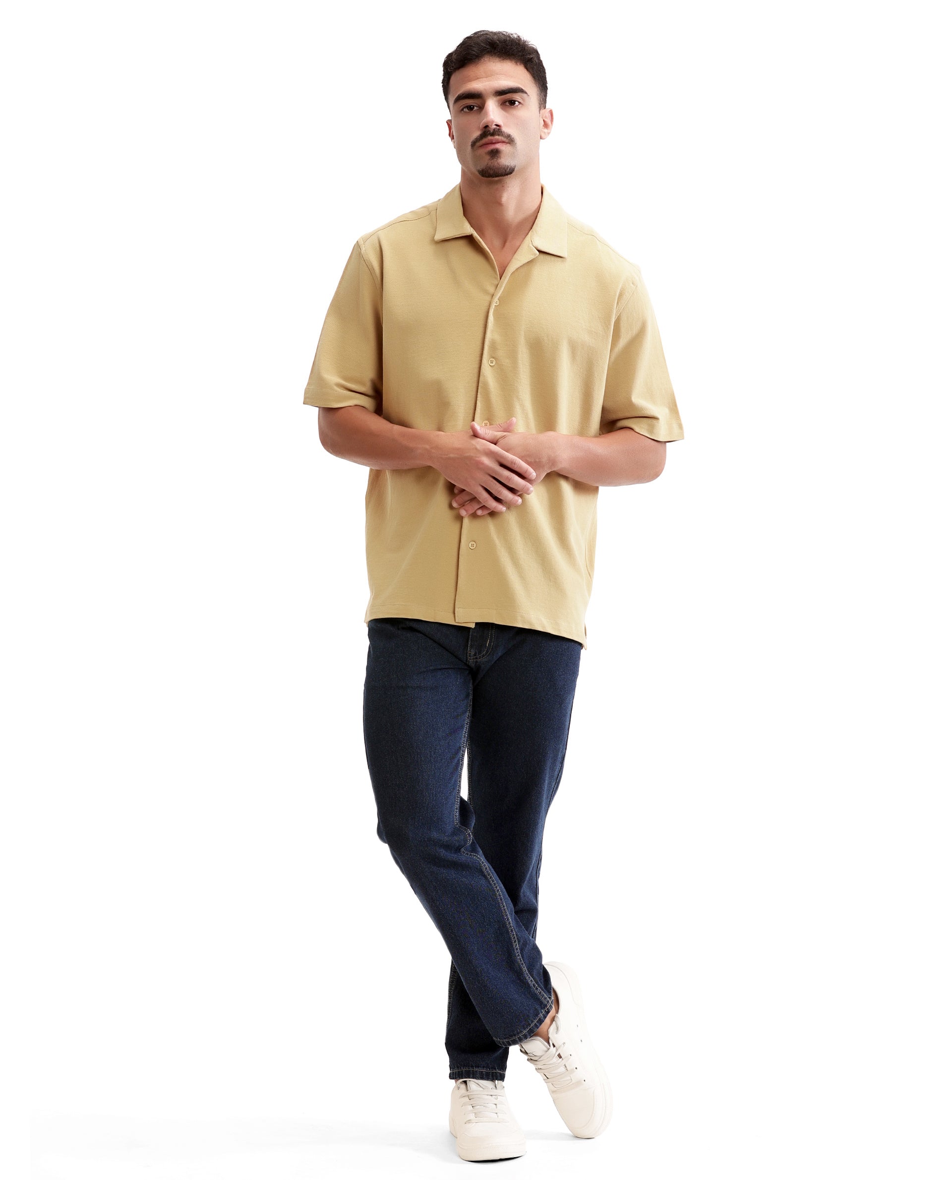 Camel Beige Pique Knit Shirt