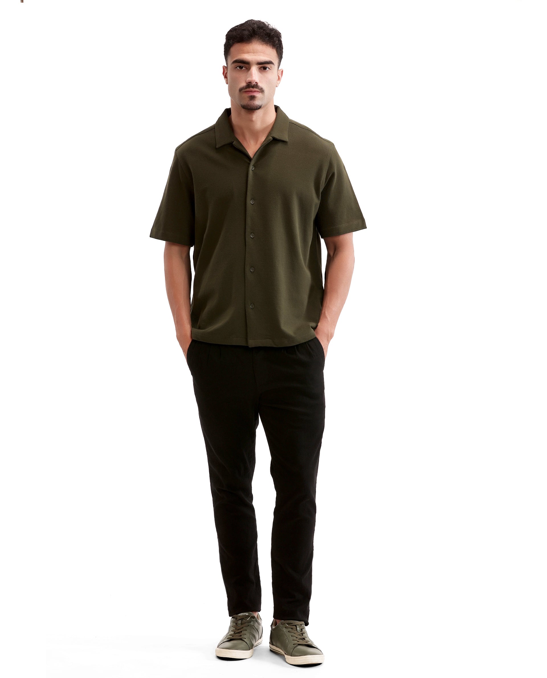 Vintage Olive Pique Knit Shirt