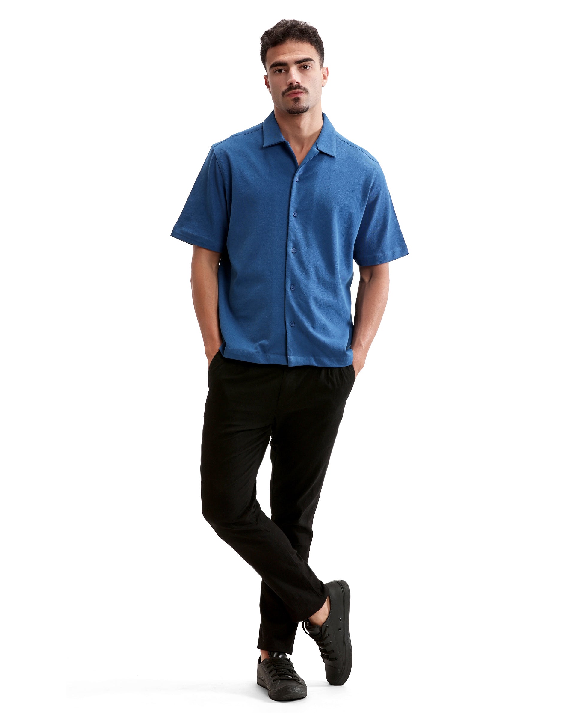 Imperial Prussian Blue Pique Knit Shirt