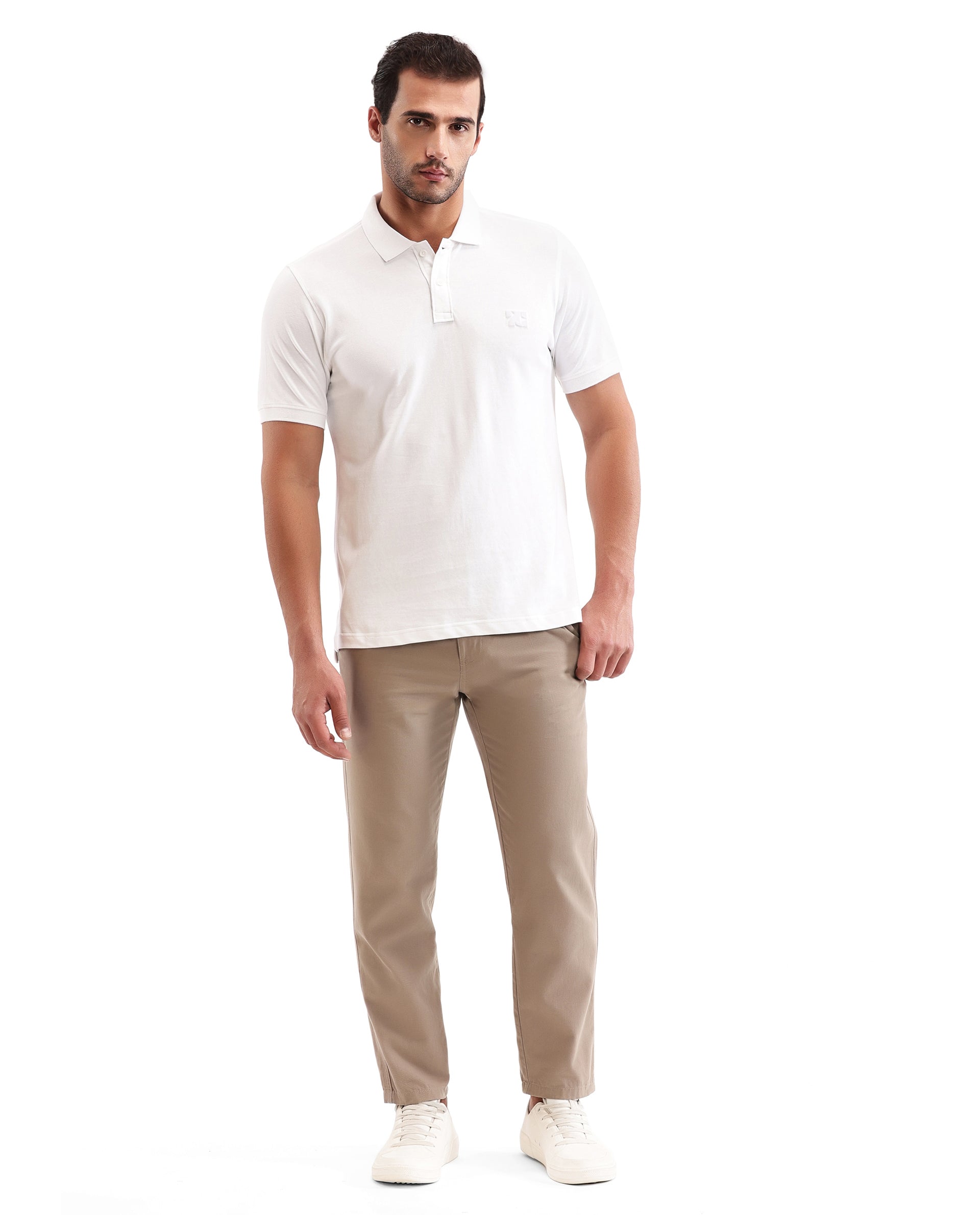Pure White Pique Polo with Tufted Embroidery
