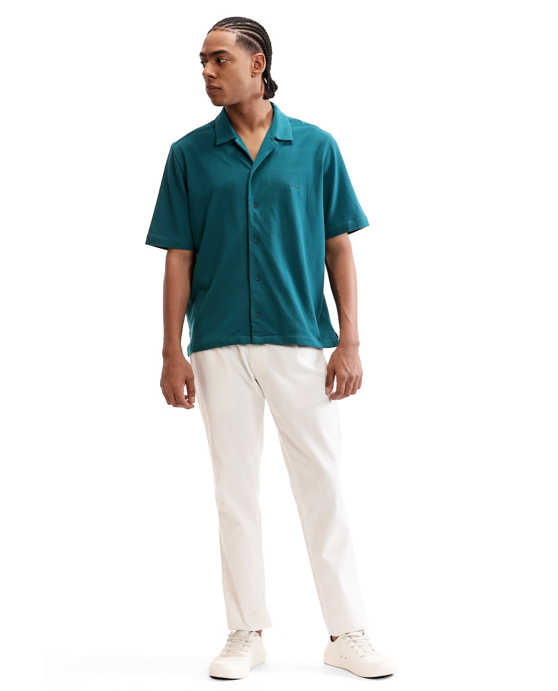 Ocean Teal Pique Knit Shirt with HD Print