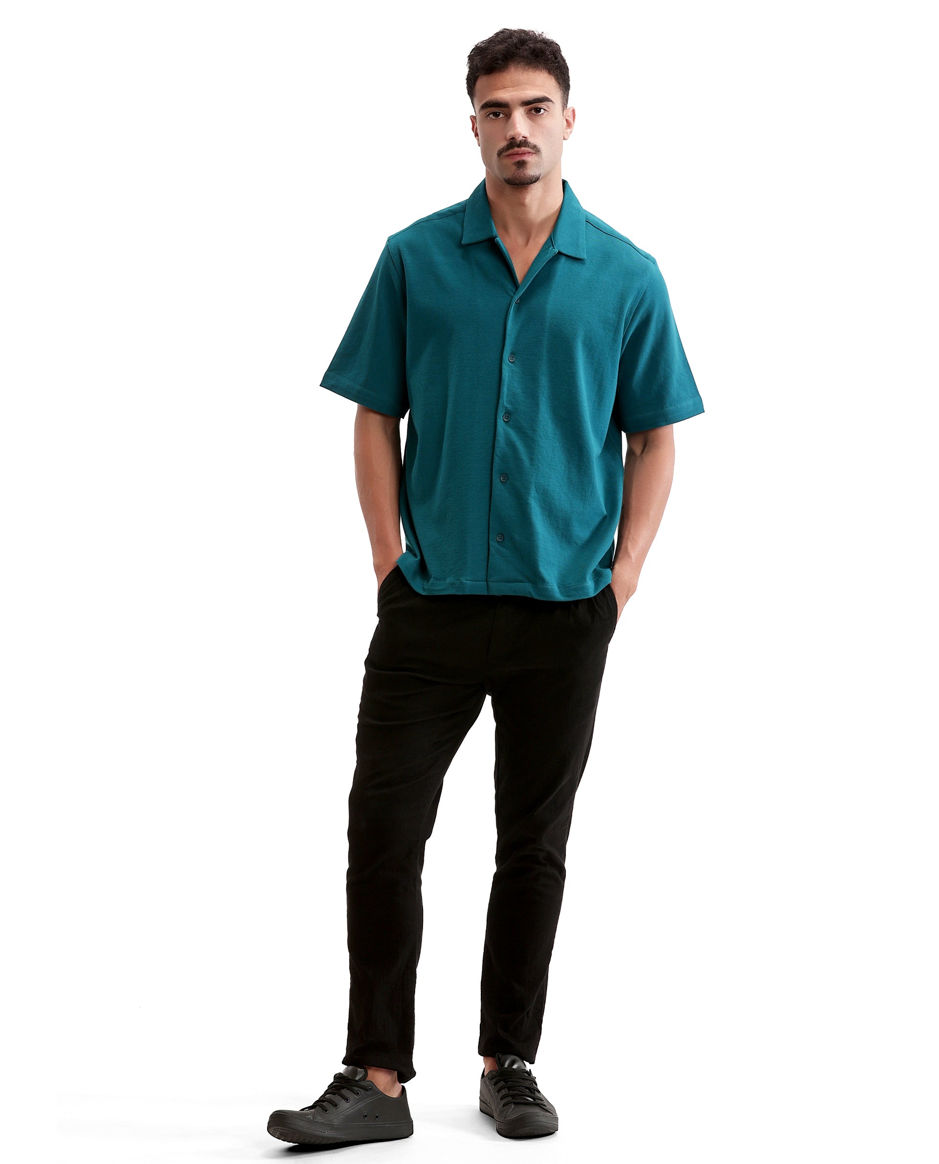 Ocean Teal Pique Knit Shirt