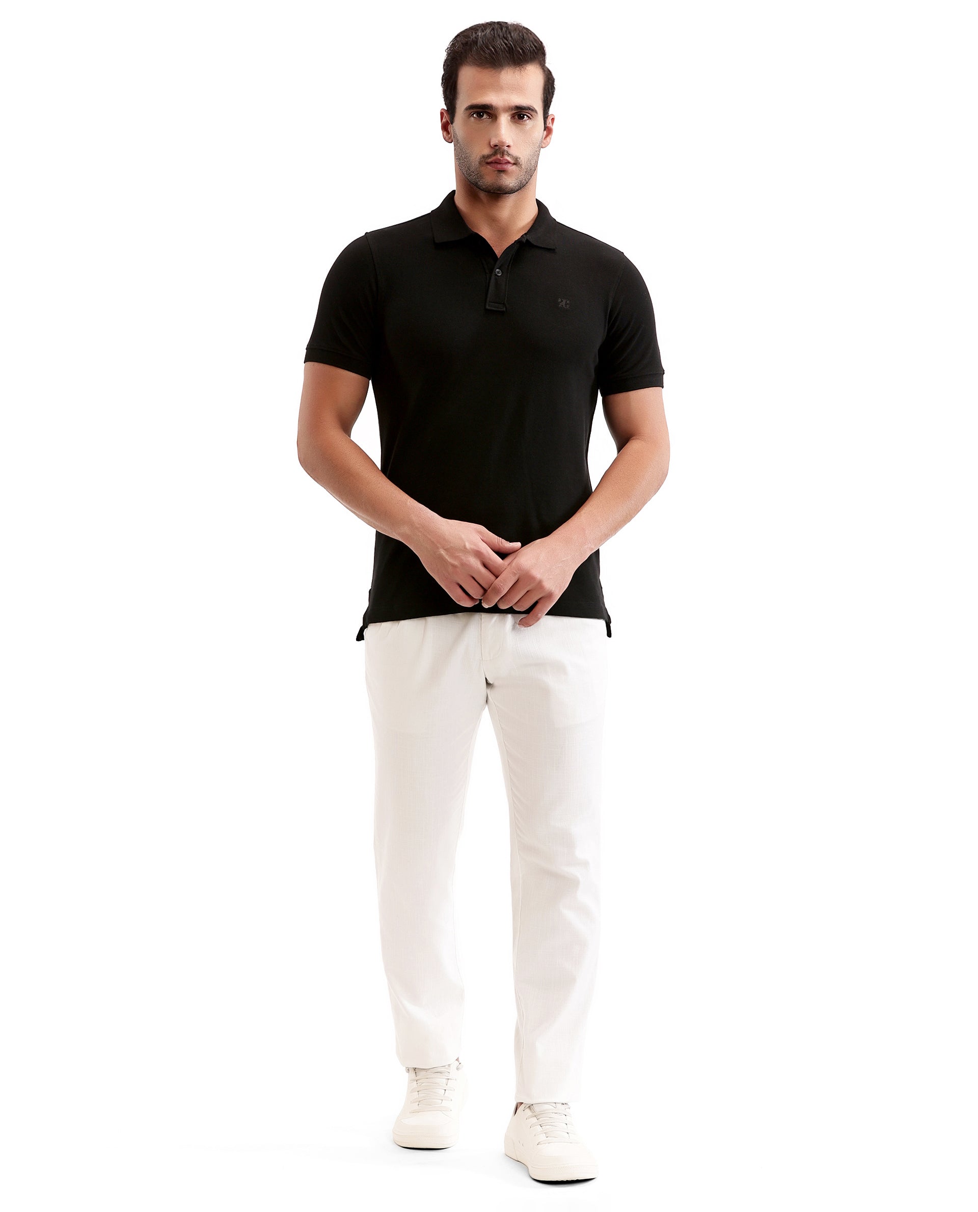 Charcoal Black Pique Polo with Tone-on-Tone 7C Embroidery