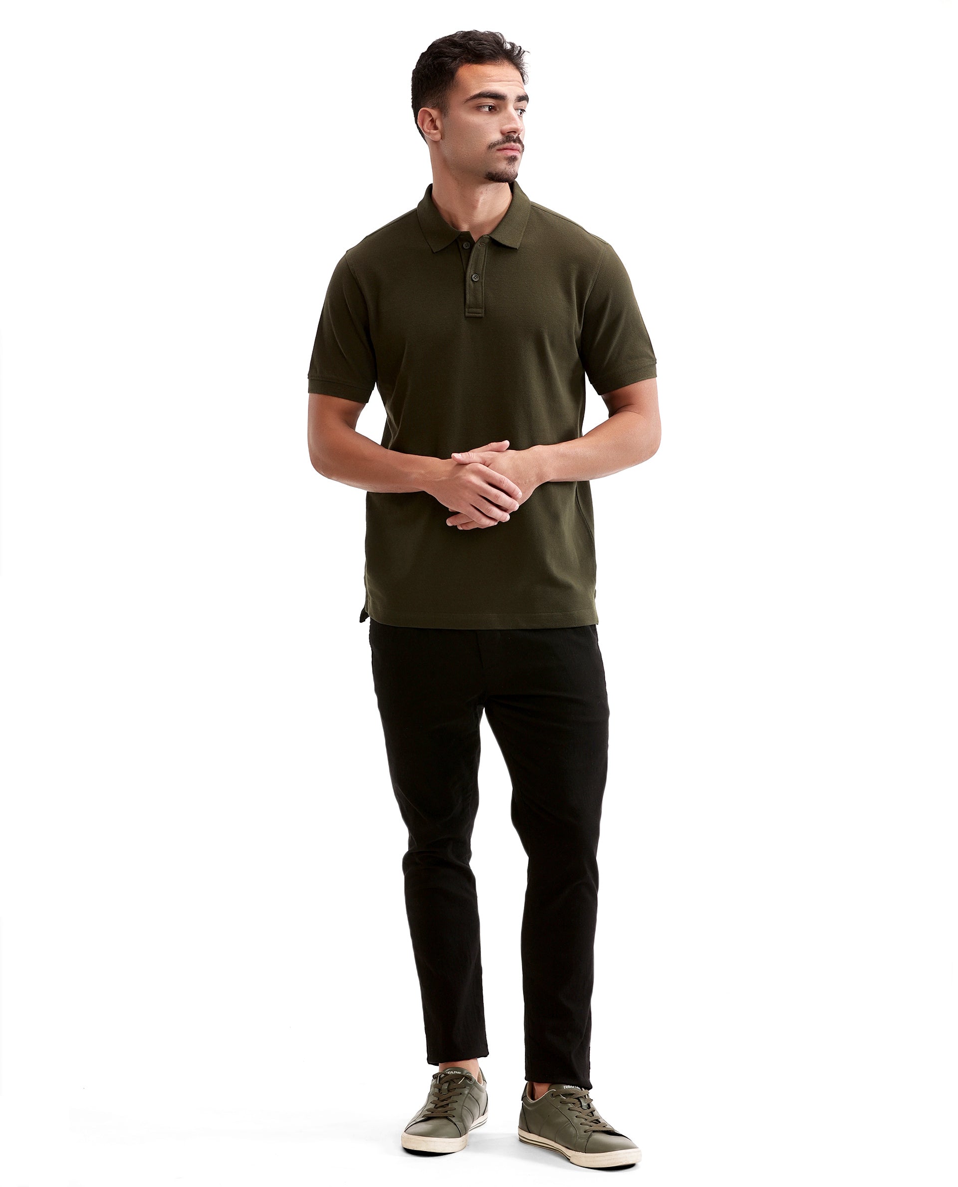 Vintage Olive Pique Polo