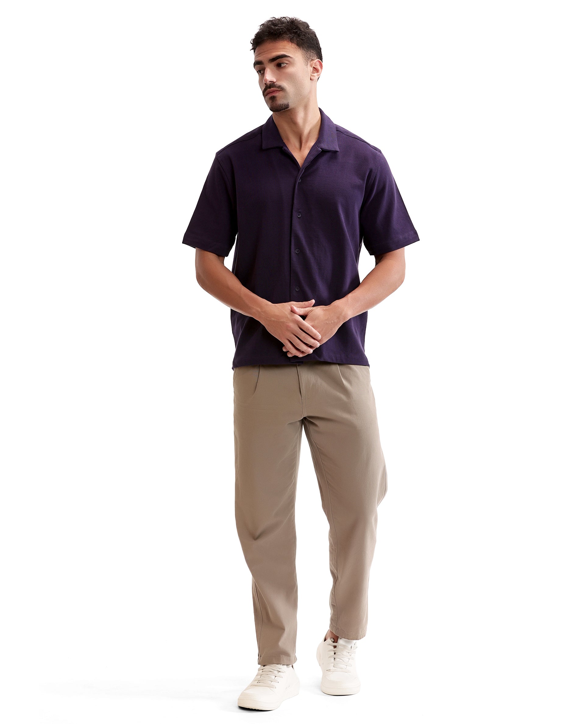 Deep Purple Pique Knit Shirt