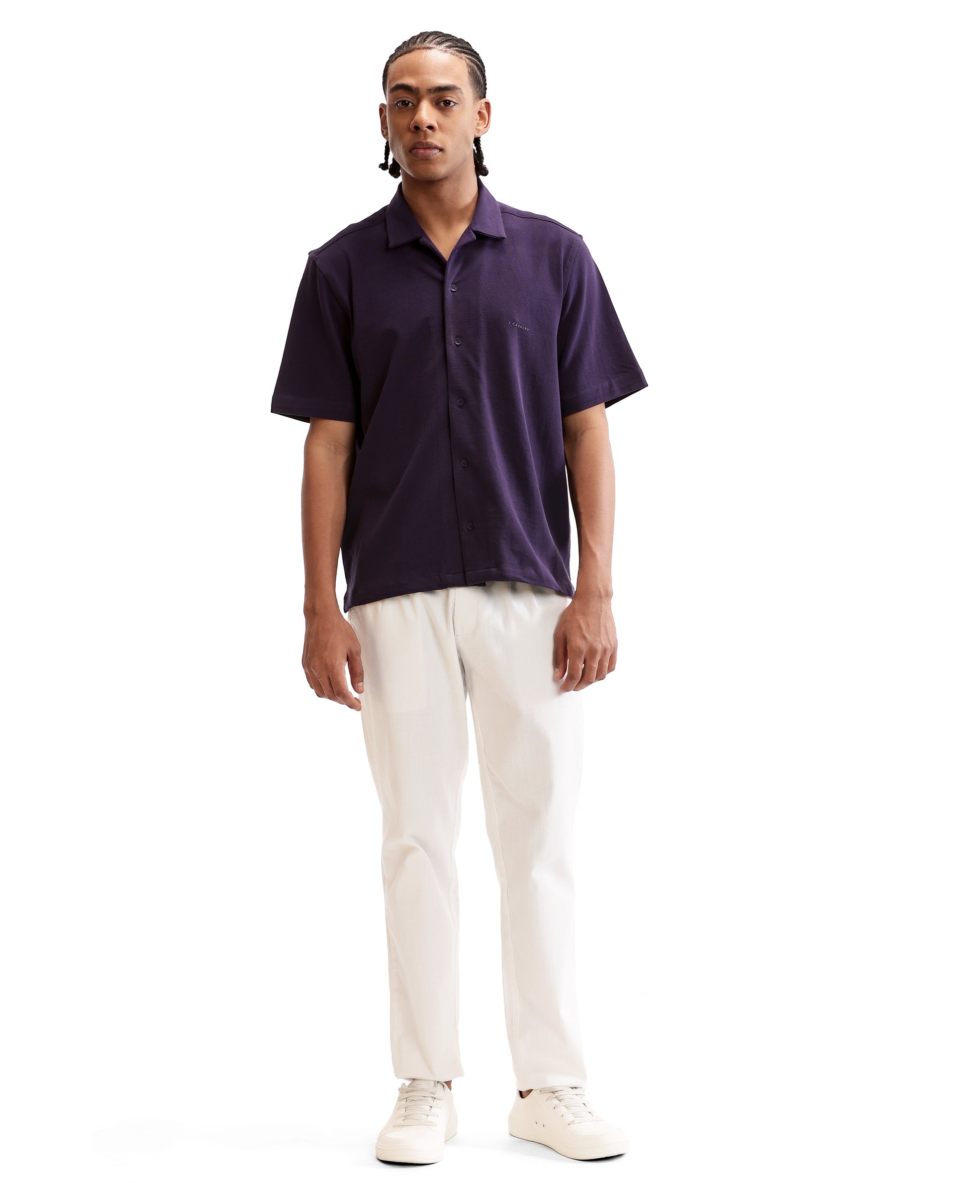 Deep Purple Pique Knit Shirt with HD Print