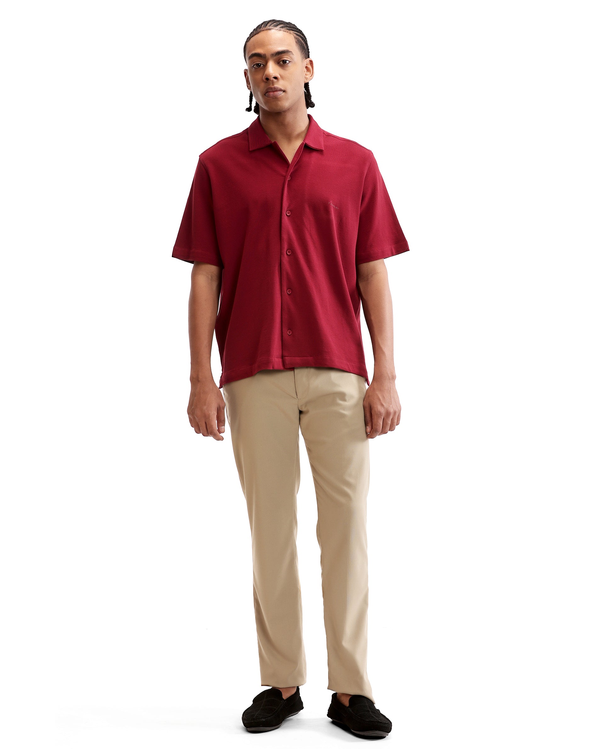 Bordeaux Maroon Pique Knit Shirt with HD Print