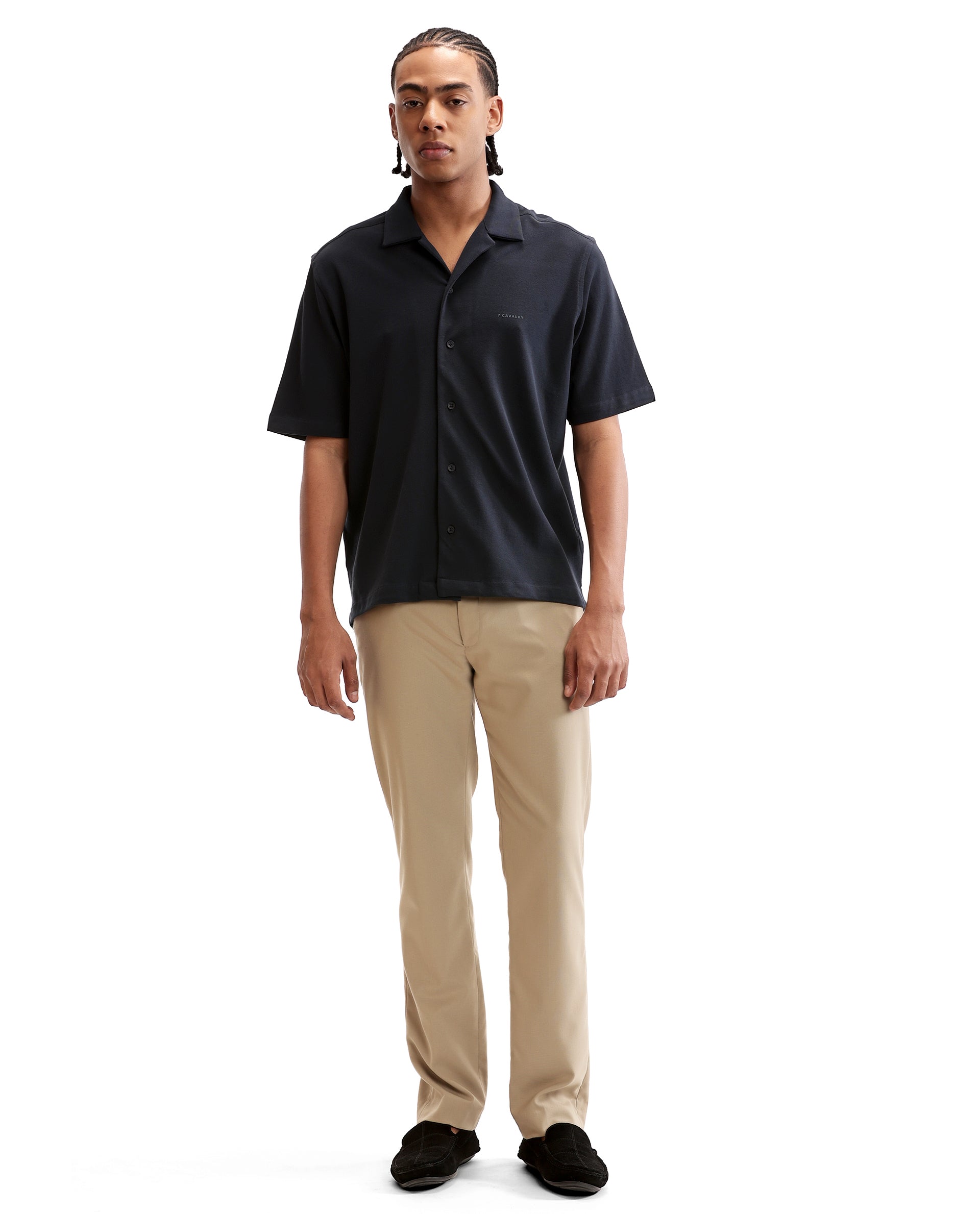 Midnight Navy Blue Pique Knit Shirt with HD Print