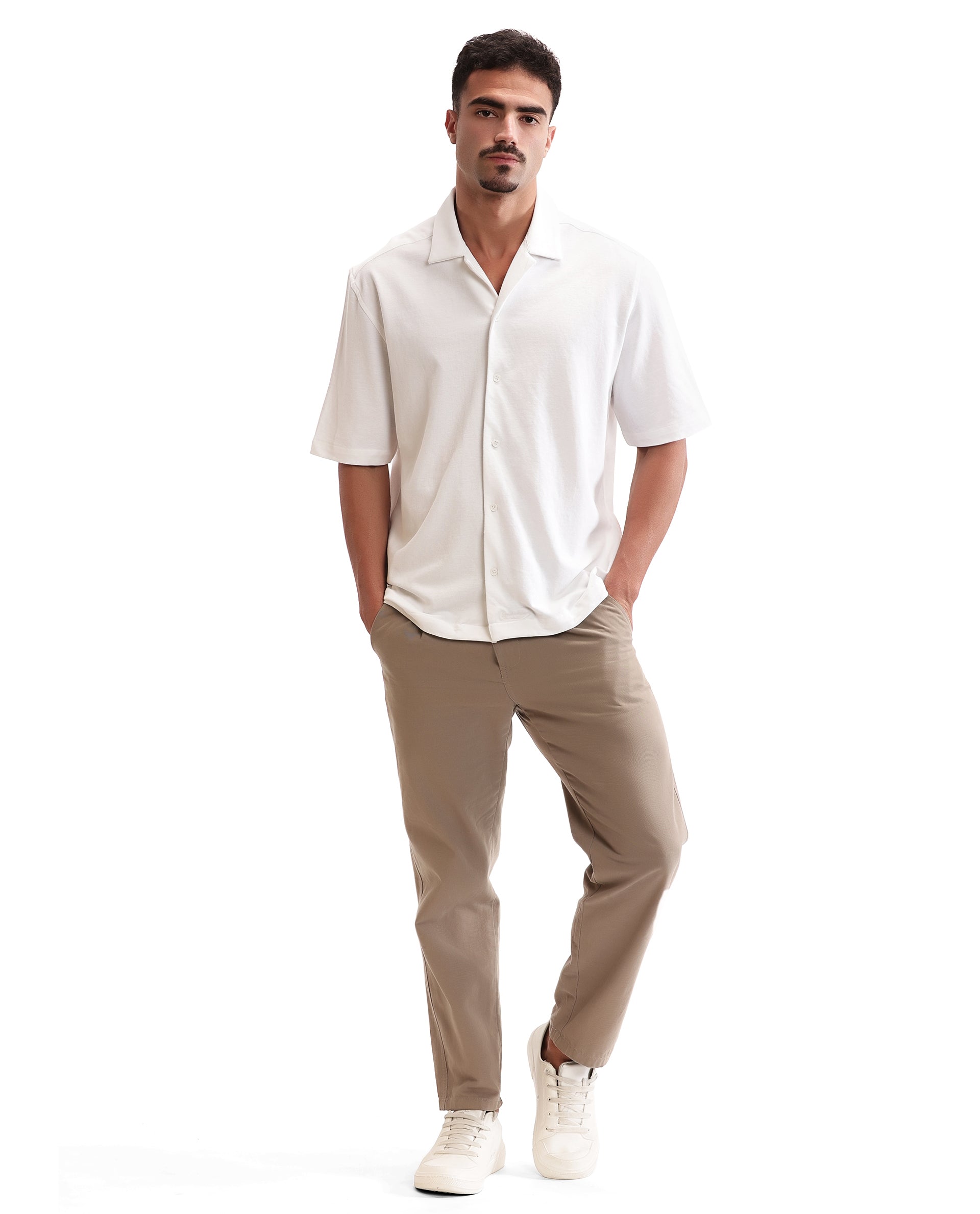 Pure White Pique Knit Shirt