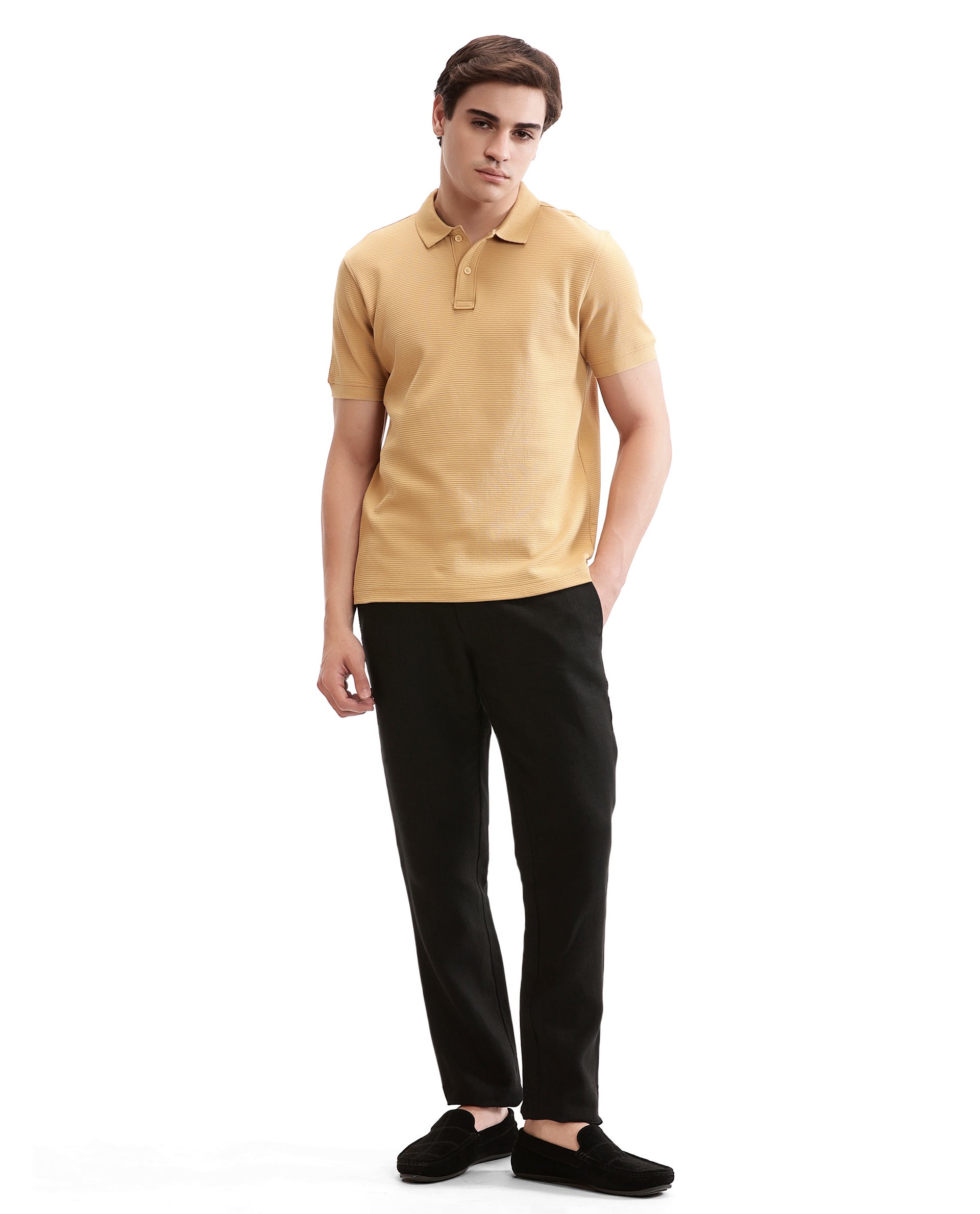 Camel Beige Knitted Ottoman Polo with 7C Metal Zip