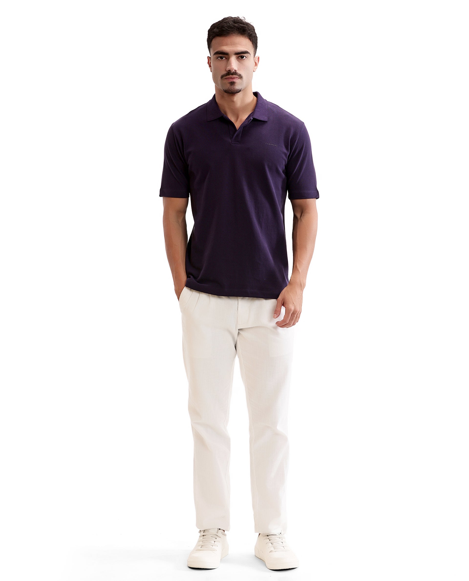 Deep Purple Pique Johnny Collar Polo with HD Print
