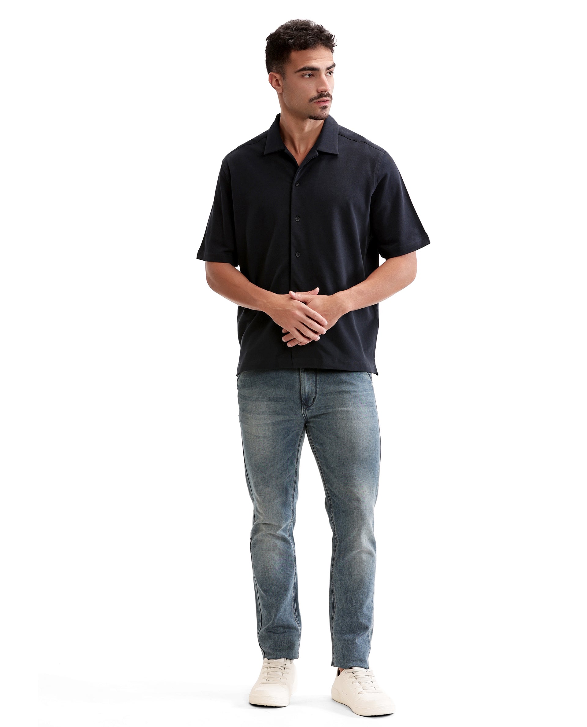 Midnight Navy Blue Pique Knit Shirt