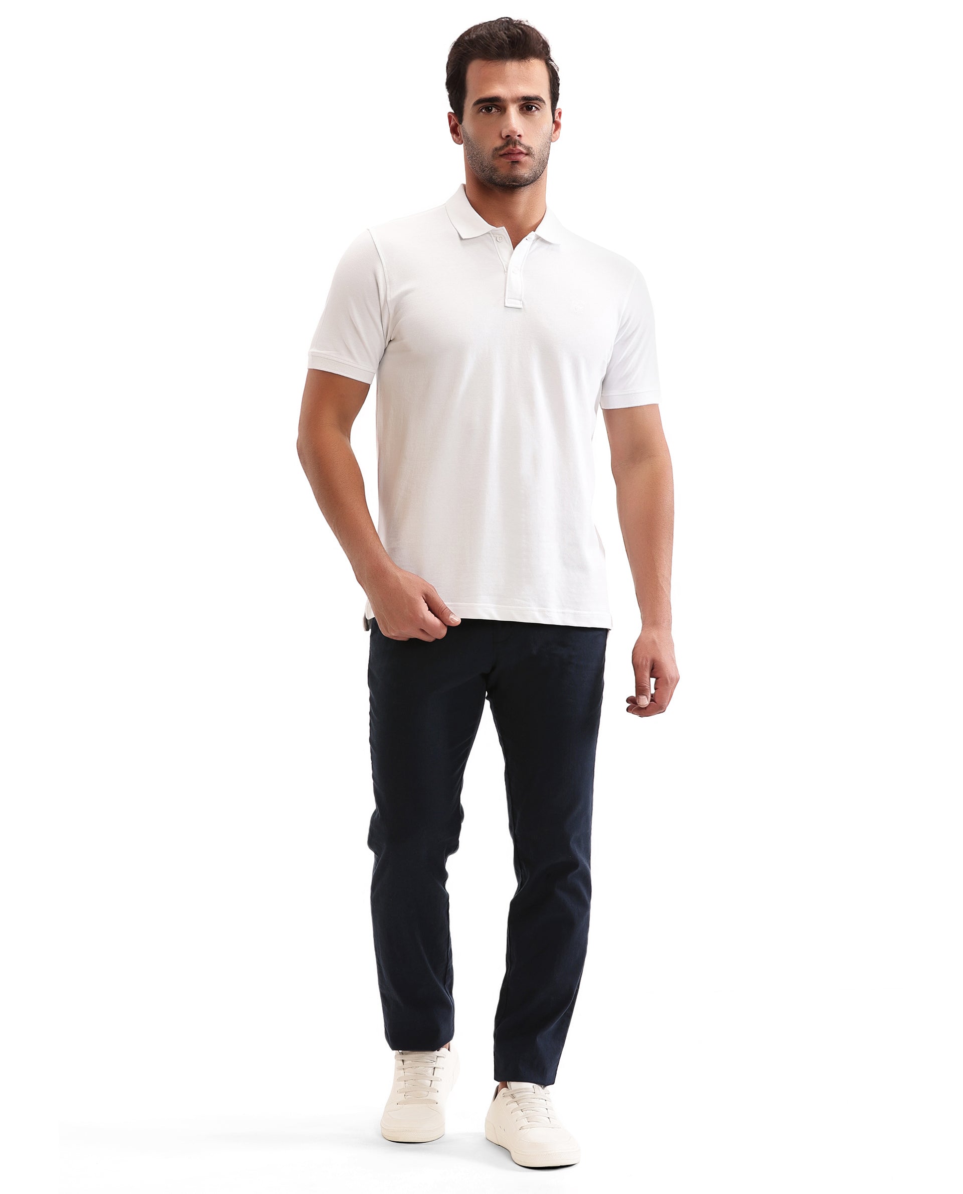 Pure White Pique Polo with Tone-on-Tone 7C Embroidery