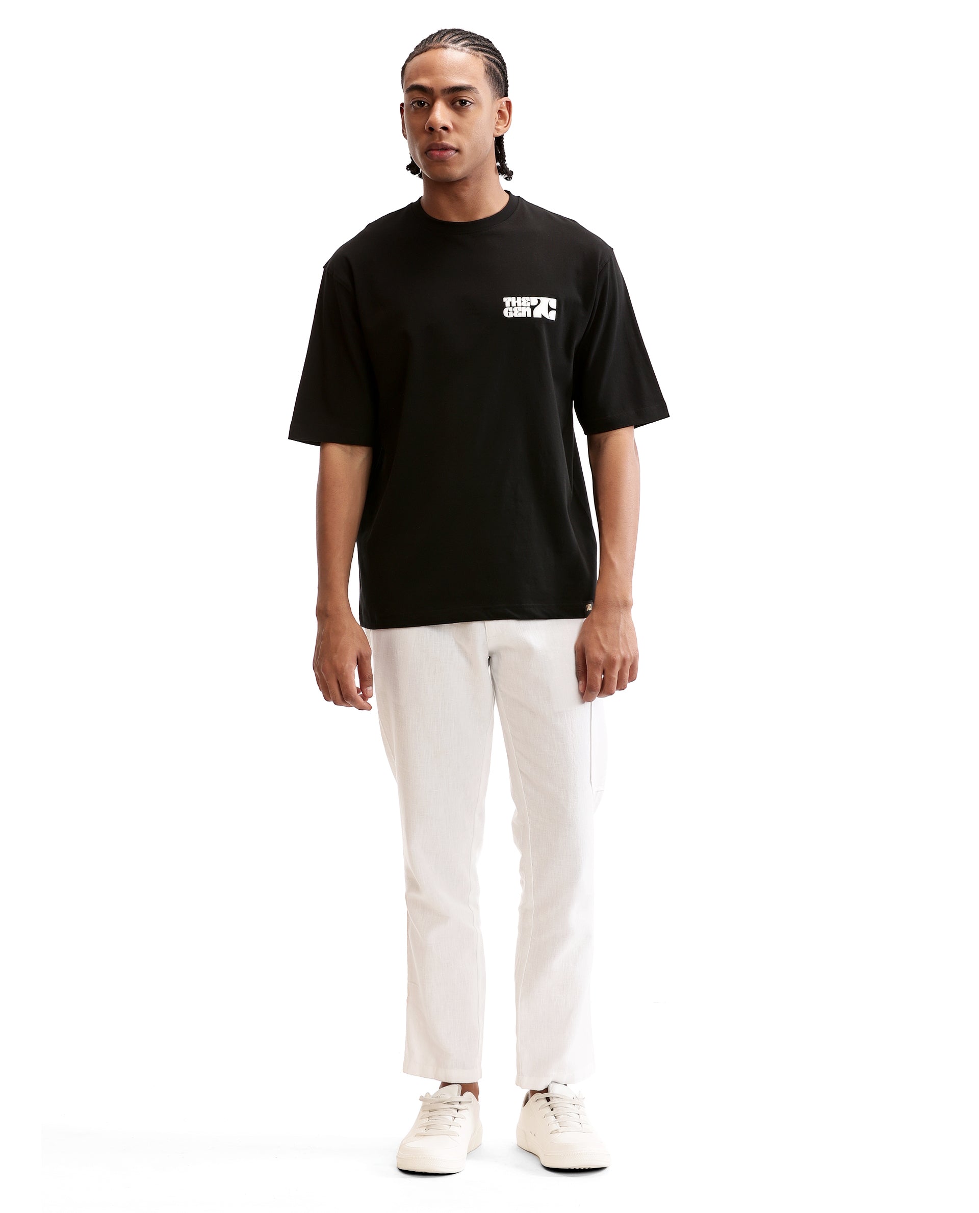 Charcoal Black Single Jersey Crew Neck Oversized T-Shirt with 7C Premium HD Print