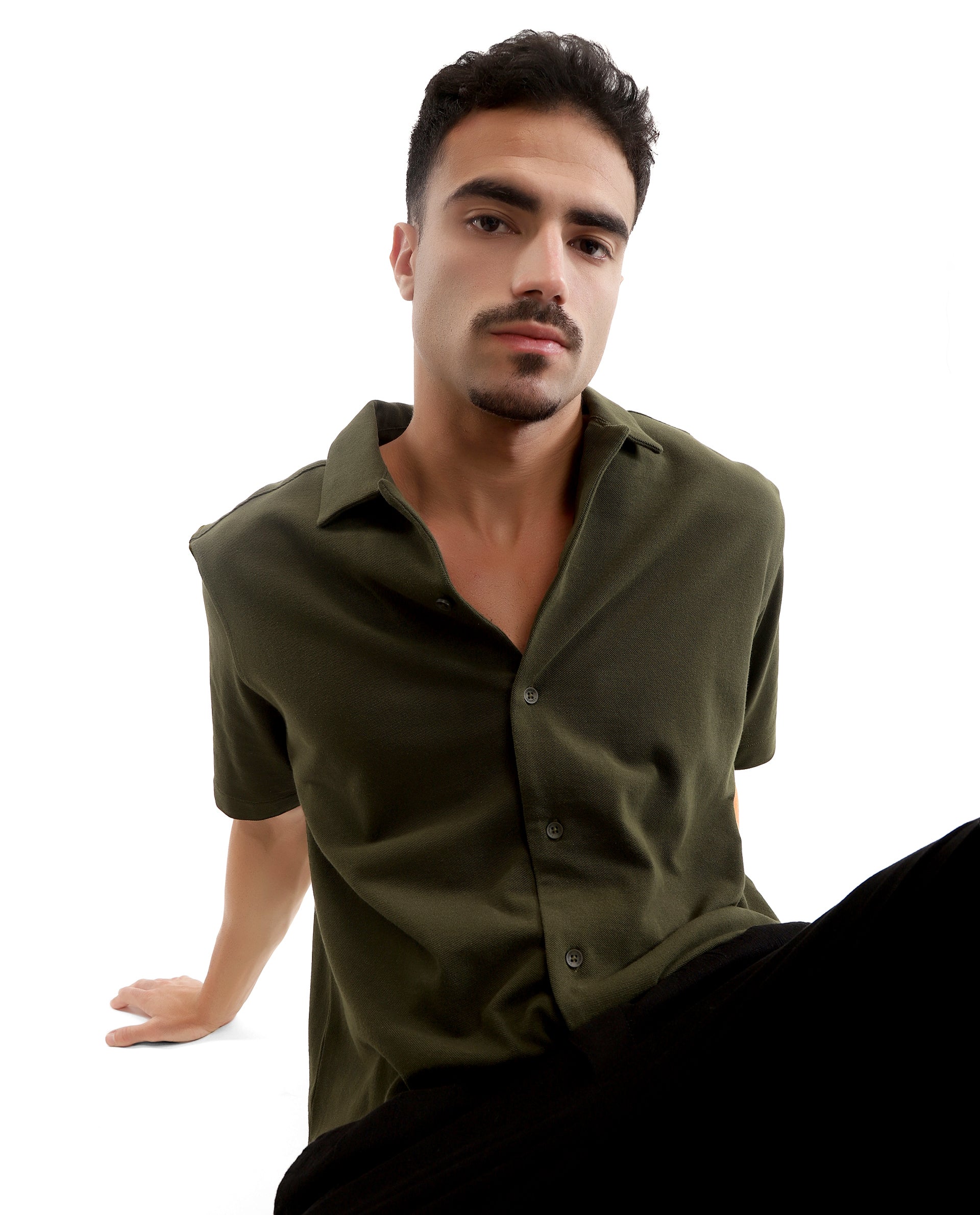 Vintage Olive Pique Knit Shirt