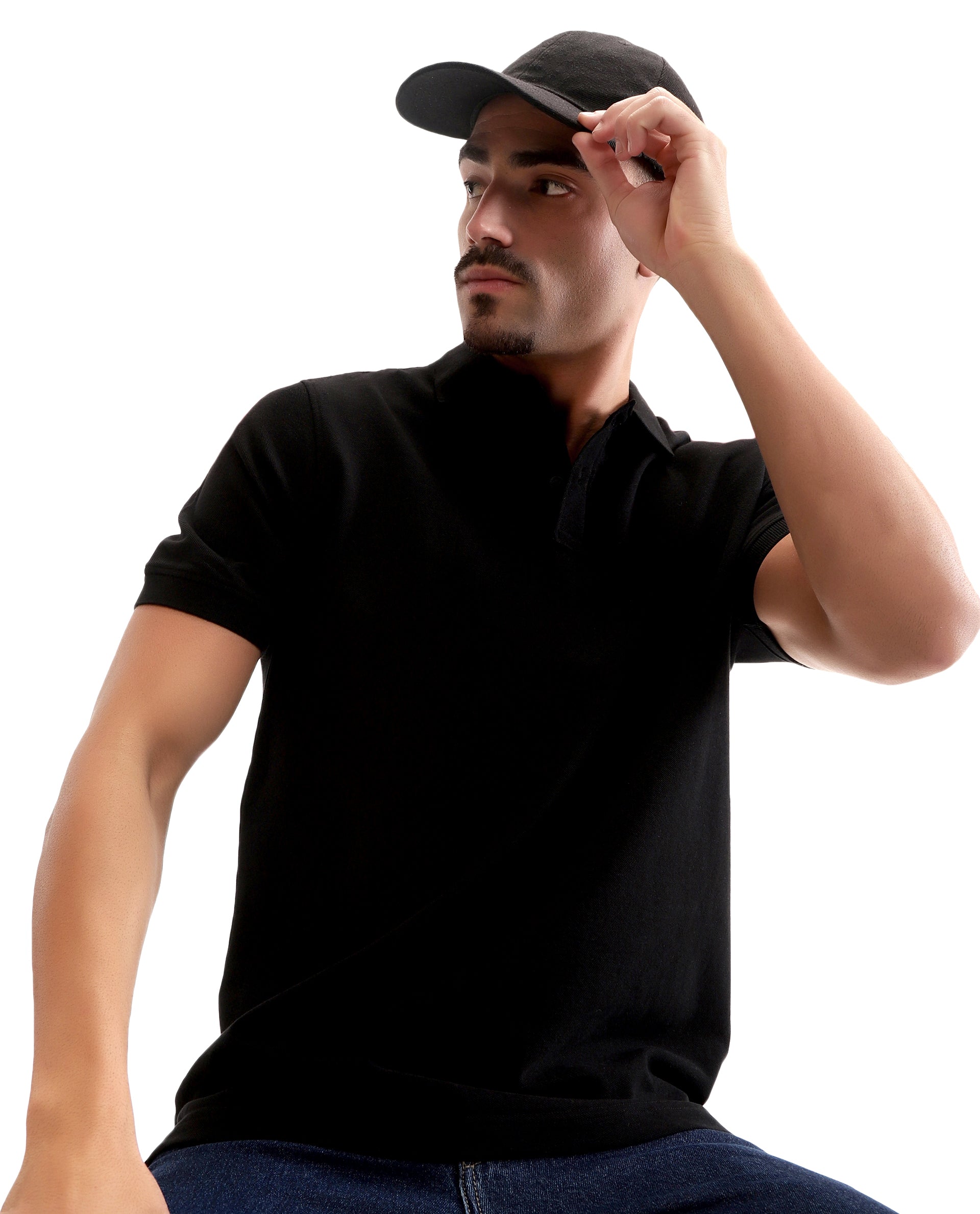 Charcoal Black Pique Polo