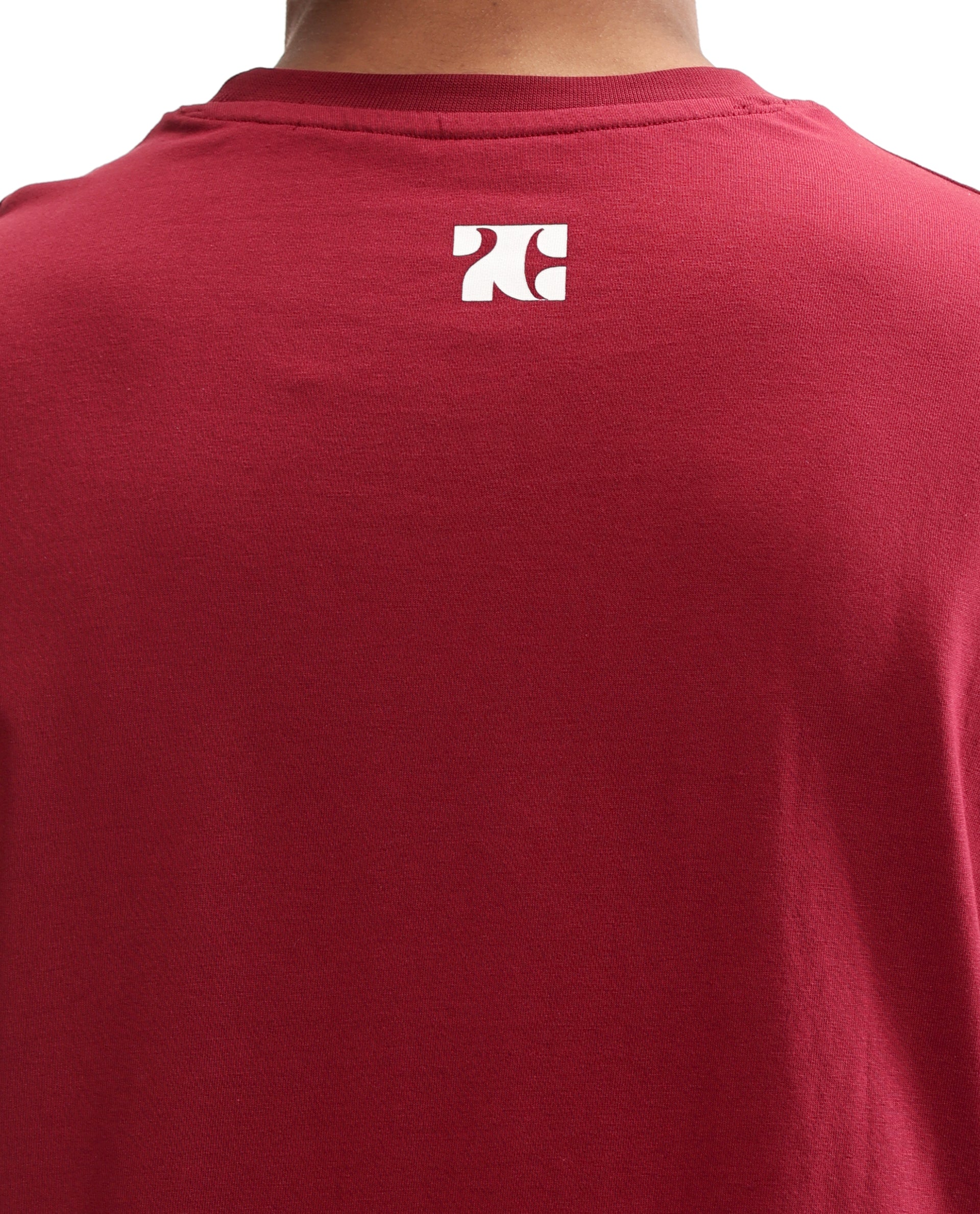 Bordeaux Maroon Single Jersey Crew Neck Oversized T-Shirt with Pure White Non-PVC Print