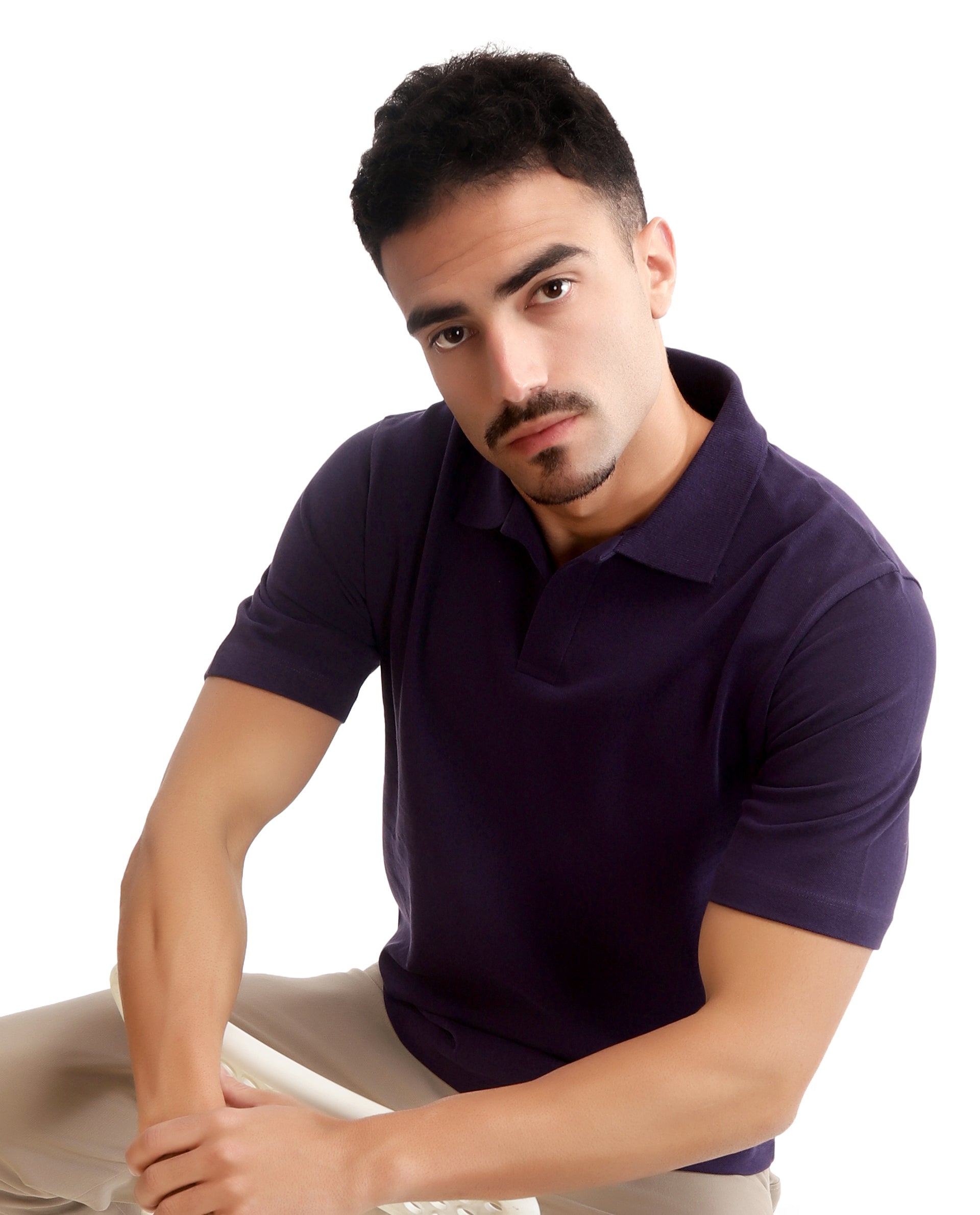 Deep Purple Pique Johnny Collar Polo