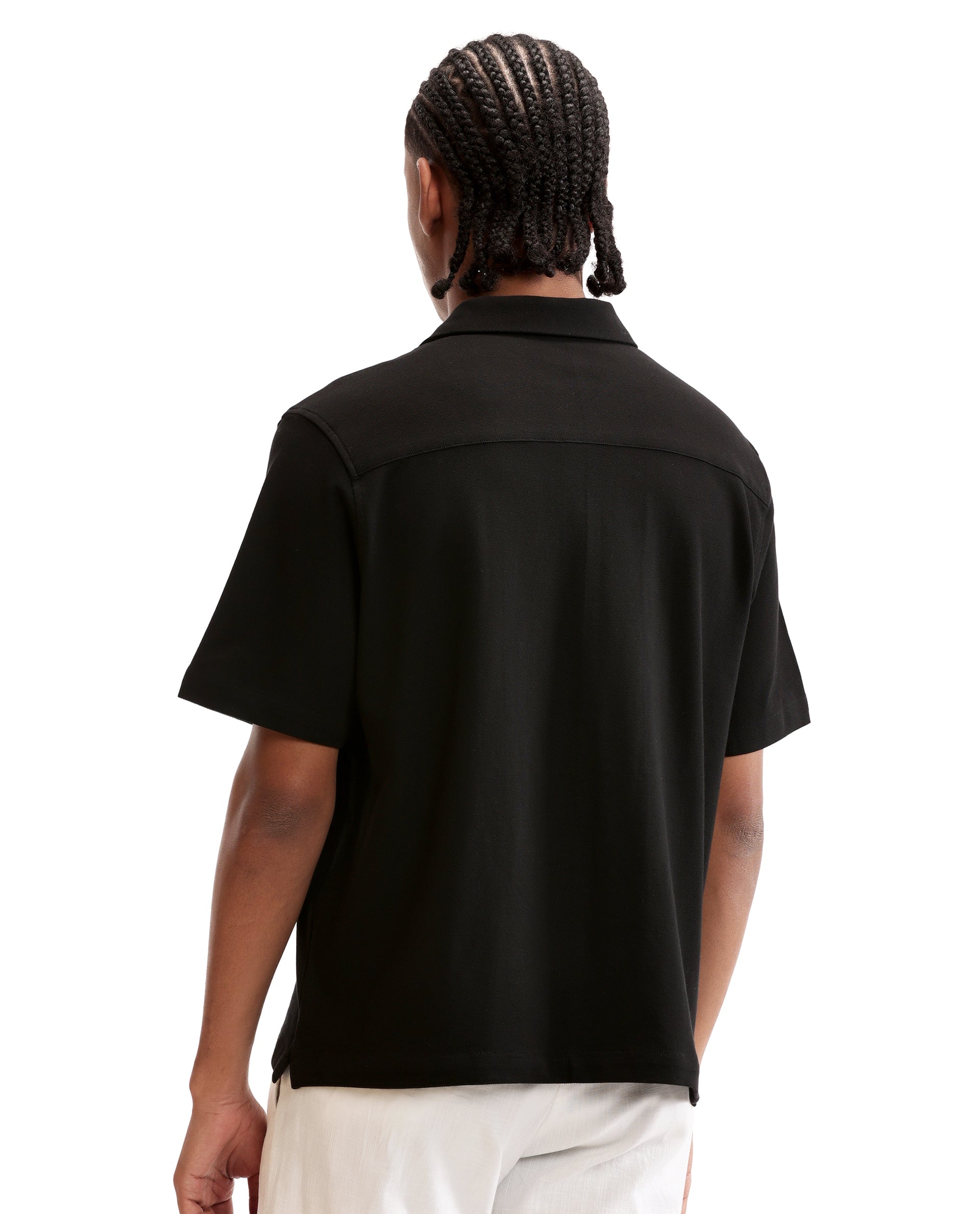 Charcoal Black Pique Knit Shirt with HD Print