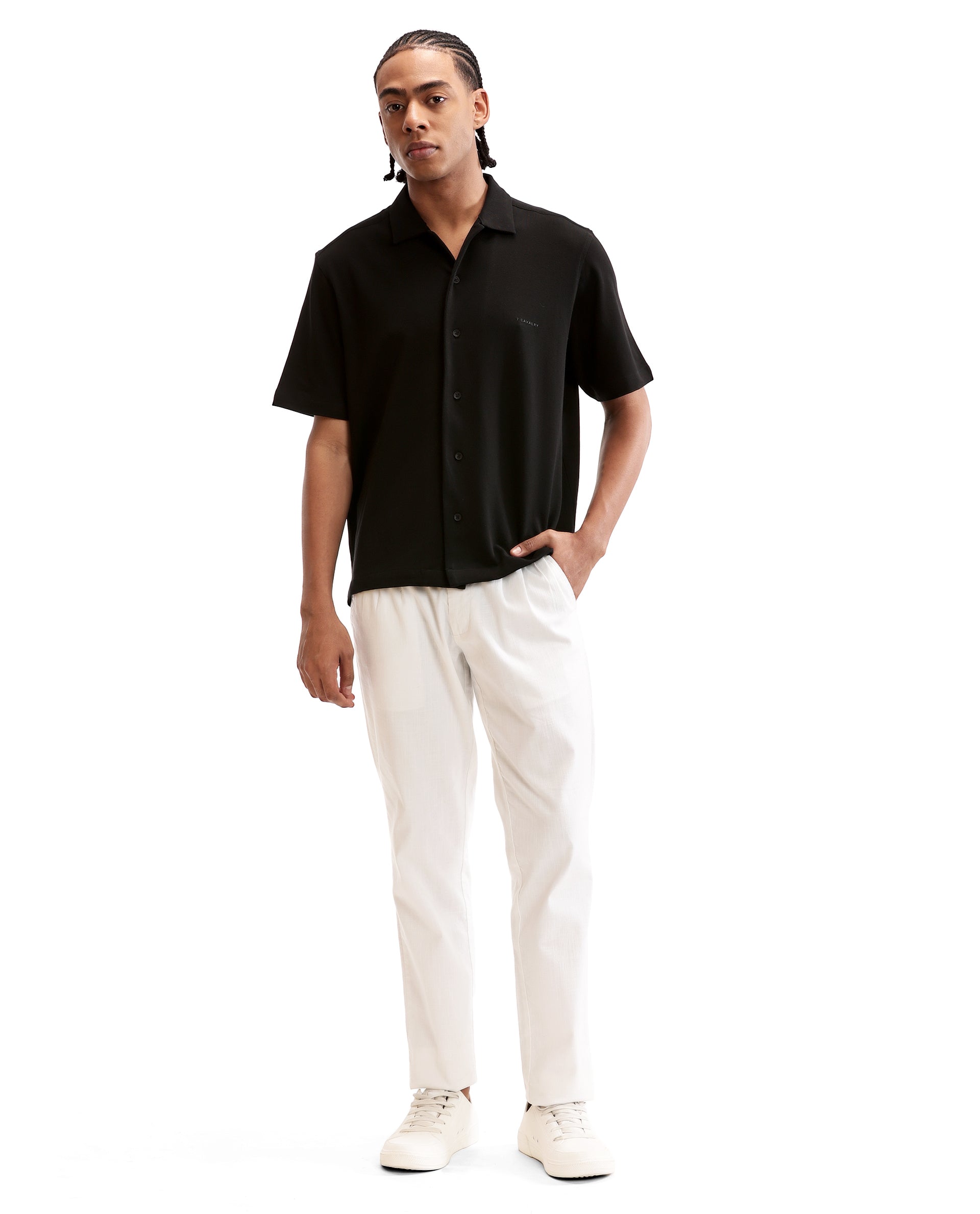 Charcoal Black Pique Knit Shirt with HD Print